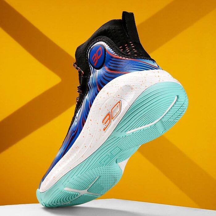 Баскетбольні кросівки для чоловіків, високі, дихаючі, з неслизькою підошвою, для тренувань у залі та на вулиці, білі (чорно-синій, 43 EU)