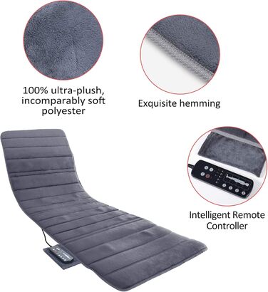 Електрична масажна килимок Comfier з підігрівом для повного тіла, з 10 моторами, 2 терапевтичними подушками, 5 режимами масажу та 3 рівнями вібрації. Подарунчий набір