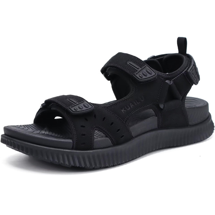 Чоловічі сандалі KuaiLu для трекінгу та відпочинку: ортопедичні, зручні, літні, пляжні, з товстою підошвою, розмір 44 EU (чорні)