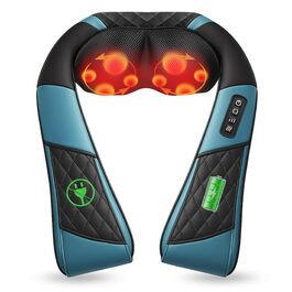Масажер для шиї та спини Comfier з підігрівом, 4D глибокий масаж, ротаційні масажні головки, шиацу. Подарунок для жінок (синьо-чорний)