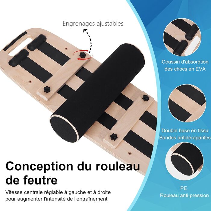 Дошка для балансу Holz з роликом та полицею, чорна - для дорослих, тренування рівноваги