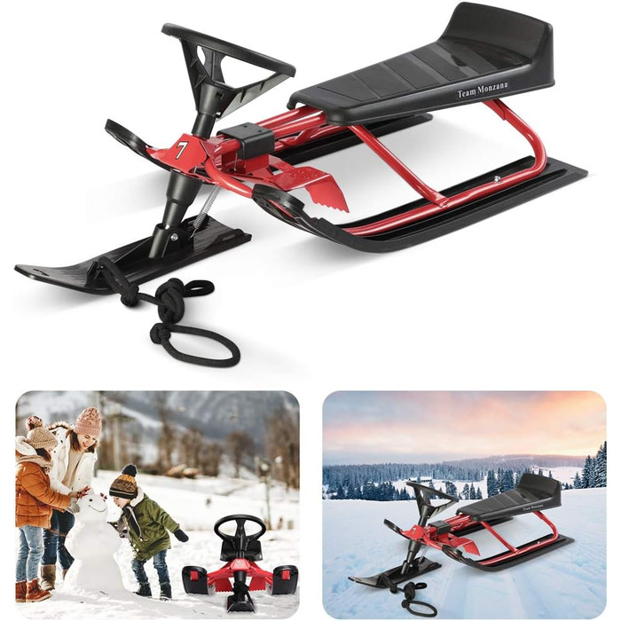 Дитячий санний боб Monzana SR 400red - 75 кг, з гальмом, спинкою та ручкою