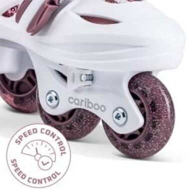 Дитячі ролики Cariboo для початківців, регульовані, 2 розміри, з навчальними колесами, рожеві, для дівчаток, балерина (31-35, рожево-сливовий)