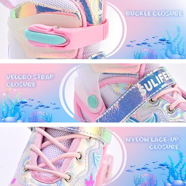 Роликові ковзани SULIFEEL для дівчаток та дітей з підсвічуванням, регульовані, 4 розміри, для малюків та початківців (Рожеві, S (28-31))