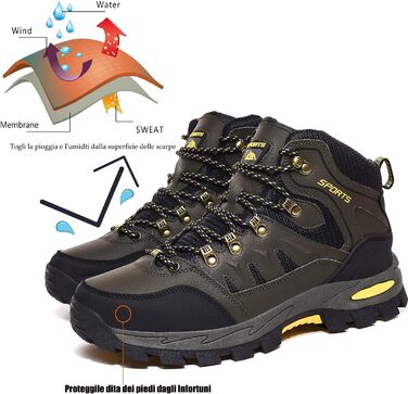 Водонепроникні туристичні черевики для чоловіків та жінок, 44.5 EU, Зелені