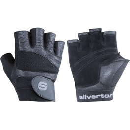 Сріблясті фітнес рукавички Silverton PRO Plus для чоловіків і жінок, регульована застібка на зап’ясті, шкіряні вставки, подвійний шов, спортивні тренувальні рукавички