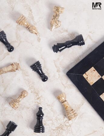 Шаховий набір з мармуру для дорослих, ручної роботи, 32 фігури, 2 додаткові королеви, коробка для зберігання, розкішний подарунок, елегантний декор (чорний & кораловий)