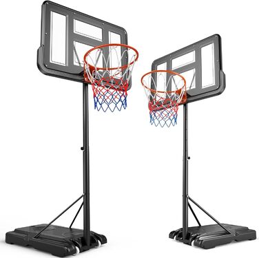 Зручна баскетбольна корзина для вулиці: регульована висота 128-305 см, стійка з підсиленою спинкою 110x75 см, 2 сітки в комплекті