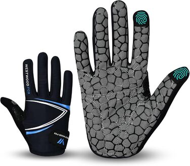 Велосипедні рукавички Westwood Fox Vofinger з антиковзаючою поверхнею та підтримкою сенсорного екрану, амортизуючі рукавички для гірського велосипеда, шосе, перегонів, їзди та спорту для чоловіків та жінок (L, синій)