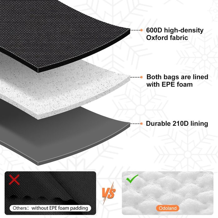 Сумка для лиж Odoland Skitasche Set: комбо для лиж та взуття, водонепроникна, до 200 см, для чоловіків та жінок (Помаранчевий)