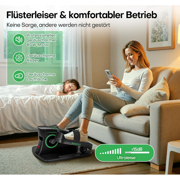 Еліптичний тренажер під стіл, компактний електричний велотренажер для ніг, 15 рівнів швидкості, тихий, для літніх людей