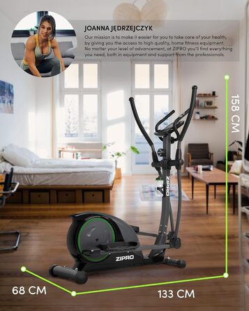 Zipro Crosstrainer Hulk: Магнітний тренажер для дому, до 150 кг, чорний