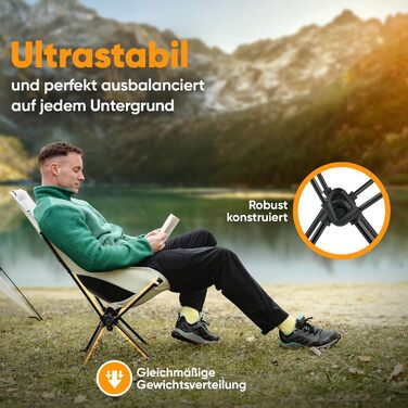 Крісло туристичне SCHNEIDERFREUDE EasyFold Pro – преміум якість, складне, зручне, стабільне, з вентиляцією спинки – для кемпінгу, саду, риболовлі та відпочинку на природі