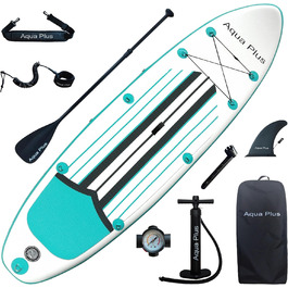 Надувна SUP-дошка Aqua Plus 15 см для всіх рівнів, комплект: весло, помпа, рюкзак, ремінець, для молоді та дорослих