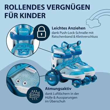 Роликові ковзани HUDORA My First Quad для дітей (26-29, Цянь) - розмір регулюється, великі колеса
