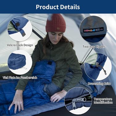 Спальний мішок Naturehike Penguin - блакитний, для дорослих, ультра-теплий, бавовняний, для кемпінгу та дому
