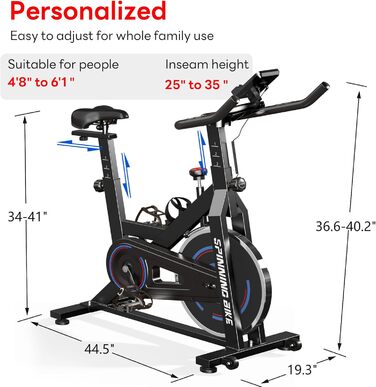 Шосений велотренажер Soges з магнітним опором, спінінг-байк, фітнес-велосипед з монітором пульсу та LCD-дисплеєм, підставка для планшета, до 150 кг, чорний