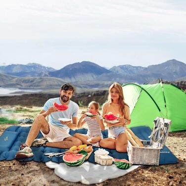 Каремат туристичний HAUSPROFI самонадувний, ультралегкий, з помпою та подушкою, армійний камуфляж (темно-синій)