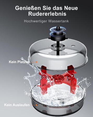 Весловий тренажер GoDyna для дому, водяний, складаний, Bluetooth-дисплей, до 150 кг, знімна рукоятка, 360° ролики, килимок