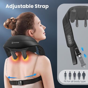 Бездротовий масажер Comfier 4D Шиацу для шиї та плечей з підігрівом і вібрацією, електрична подушка для масажу спини, для дому та авто, подарунок