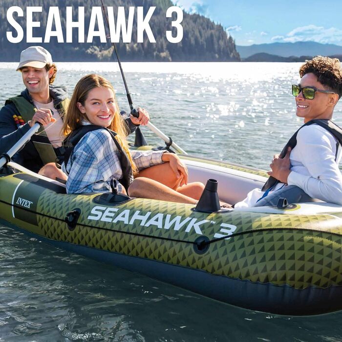 Надувний човен Intex Seahawk 3 з комплектом весел та насосом, 295 x 137 x 43 см, 66333NP