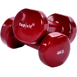 Гантелі top vit® з чавуну з вініловим покриттям, набір з 2 коротких гантелей, для чоловіків, жінок і літніх людей, 4 кг, колір ожина
