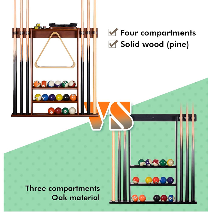 Підставка для бильків XCSOURCE: органайзер для 6 бильків та аксесуарів для більярдного столу