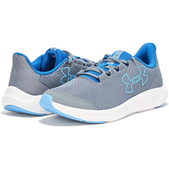 Кросівки для хлопчиків Under Armour Charged Pursuit 3 - Технічні бігові кросівки (34.5 EU, Titan Gray, Tech Blue, Horizon Blue)
