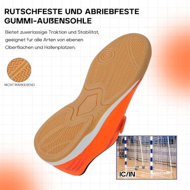 Детские зальные футбольные бутсы JABASIC для мальчиків та дівчаток - Futsal, Indoor (31 EU, Оранжевый)