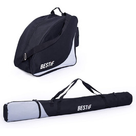 Набір для перевезення лиж та черевиків Skitasche: водонепроникний мішок для лиж до 175 см та сумка для черевиків | Чорний