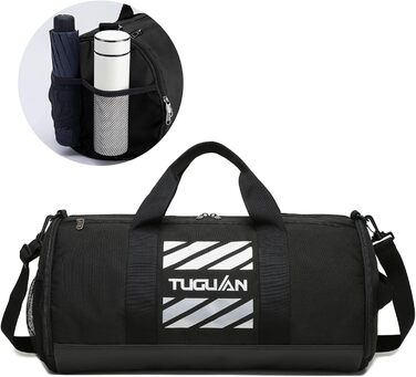 Спортивна сумка TUGUAN 40L для чоловіків з відділенням для взуття та вологих речей, дорожня сумка для фітнесу, гімнастики, баскетболу та футболу, чорна