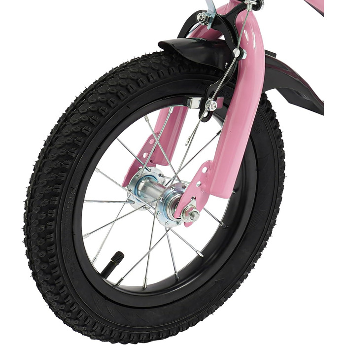 Дитяче велосипед 12 дюймів з регульованою висотою сідла, для дітей 2-5 років. Тренувальний велосипед з додатковими колесами, кошиком та пляшкою. Підходить для дівчаток та хлопчиків (Рожевий)