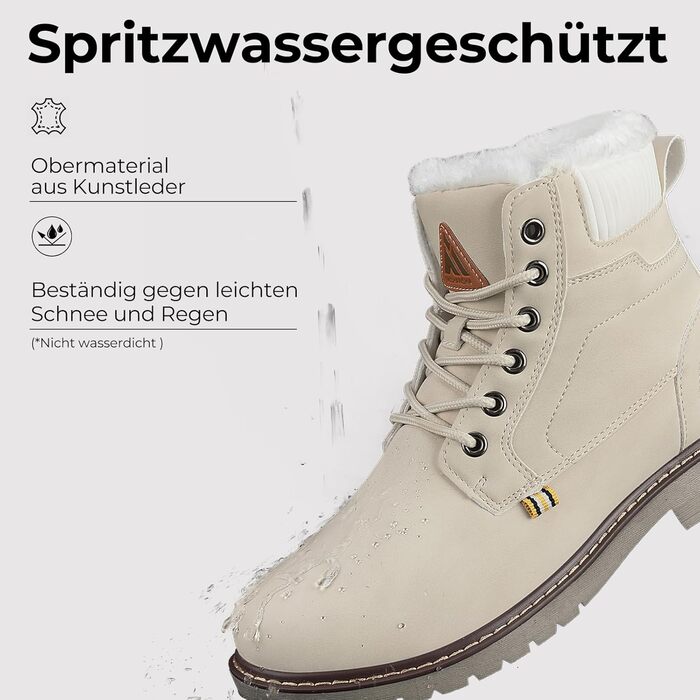 Чоботи зимові жіночі Mishansha Herren, теплі, з підкладкою, антиковзаючі, класичні, розмір 39-48 EU (47 EU, Бежевий)