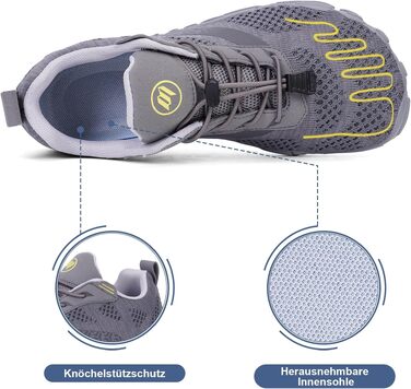 Взуття для бігу Barfuß (Barfußschuhe) жіноче/чоловіче, трейлраннінг, дихаючі, з нульовим перепадом, розмір 43 EU, темно-сіре