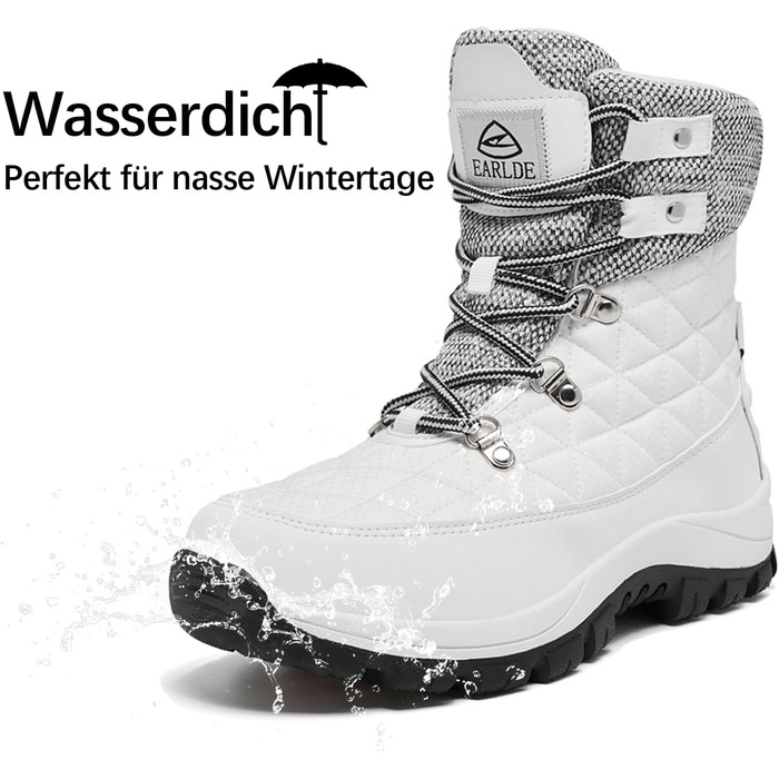 Зимові черевики EARLDE для жінок, водонепроникні, утеплені, антиковзкі, для активного відпочинку, розмір 40 EU, білі