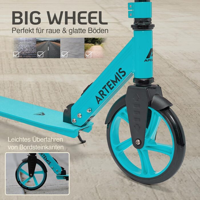 Самокат Apollo Artemis City Roller для дітей, підлітків і дорослих, з великими колесами, регульована висота, складаний, для міста, від 6 років
