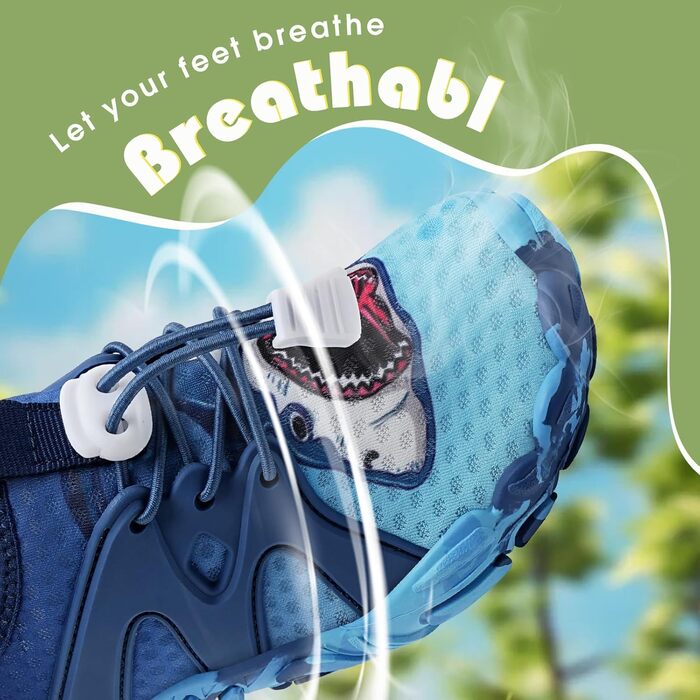 Дитячі шльопанці IceUnicorn для хлопчиків та дівчаток, шкарпетки для плавання, піску, трекінгу, бігу по стежках (26 EU, Синій акула)