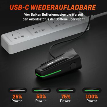 LED фара для велосипеда Henmi, StVZO сертифікована, USB зарядка, 2 режими освітлення, IPX5 водонепроникність, 100 люкс