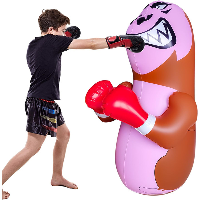 Дитячий боксерський мішок для ударів, стоячий мішок для кікбоксингу, боксерський манекен, надувний, для хлопчиків, спорт, подарунок, активний відпочинок на вулиці, ігри на подвір'ї (Орангутанг)