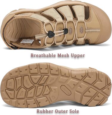 Чоловічі сандалі FLARUT для активного відпочинку та туризму, закритий носок, хакі, 46 EU