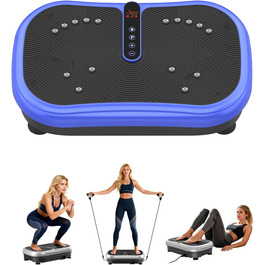 Вібраційна платформа для фітнесу 200W з пультом, 120 рівнів, ультразвук & гумові ніжки – для домашніх тренувань, підтяжки м'язів та відновлення, ідеально для жінок та літніх людей (Блакитна)