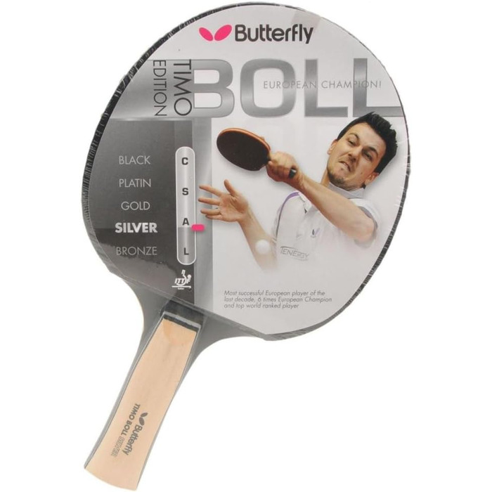 Настільна ракетка Butterfly Timo Boll Silver, ITTF, чорна-срібна