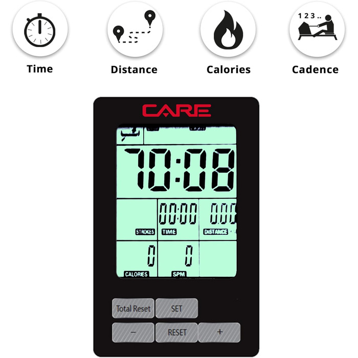 Водний веслувальний тренажер CARE FITNESS Skipper SP для дому з LCD-дисплеєм, складаний ергономічний водяний гребний тренажер