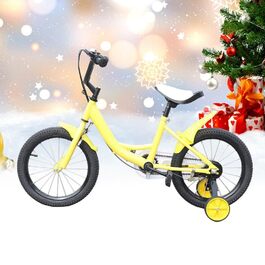 Дитяче велосипед 16 дюймів з додатковими колесами для хлопчиків та дівчаток, спортивний, для дітей 5-8 років (жовтий)