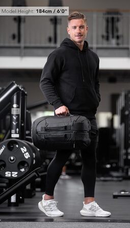 Спортивна сумка-рюкзак Fitgriff 25 л з відділенням для взуття та ноутбука, чорна, для чоловіків і жінок, для тренувань, фітнесу та подорожей