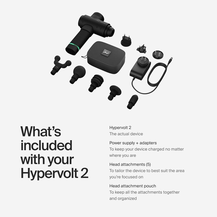 Масажний пістолет Hyperice Hypervolt 2 з технологією Quiet Glide, портативний, чорний, сучасний дизайн