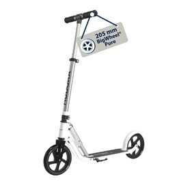 HUDORA BigWheel Pure Scooter: Скутер з алюмінієвої рами, регульованої висоти, складний, до 100 кг, для підлітків та дорослих (білий)