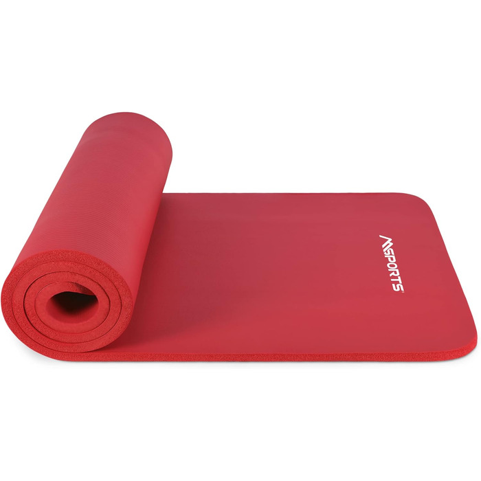 Гімнастичний килимок MSPORTS Studio 183x61x1/1,5 см, фітнес- і йога-мат для залу, без фталатів, м'який, з постером вправ і ременями для перенесення
