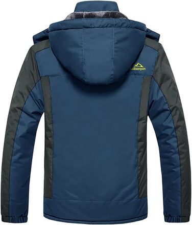 Зимова куртка KEFITEVD для чоловіків: водонепроникна, тепла, з підкладкою, для катання на лижах, спортивна, вітронепроникна, дихаюча, функціональна куртка з відстібаною капюшоном, XL, блакитна