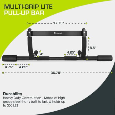 Турнік ProsourceFit Multi-Grip Lite для дверей і стіни, складаний, для підтягувань